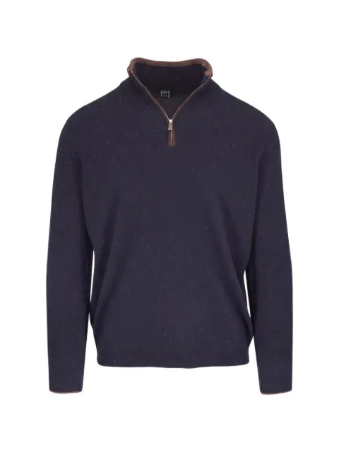 Fedeli Favonio speckled half-zip sweater