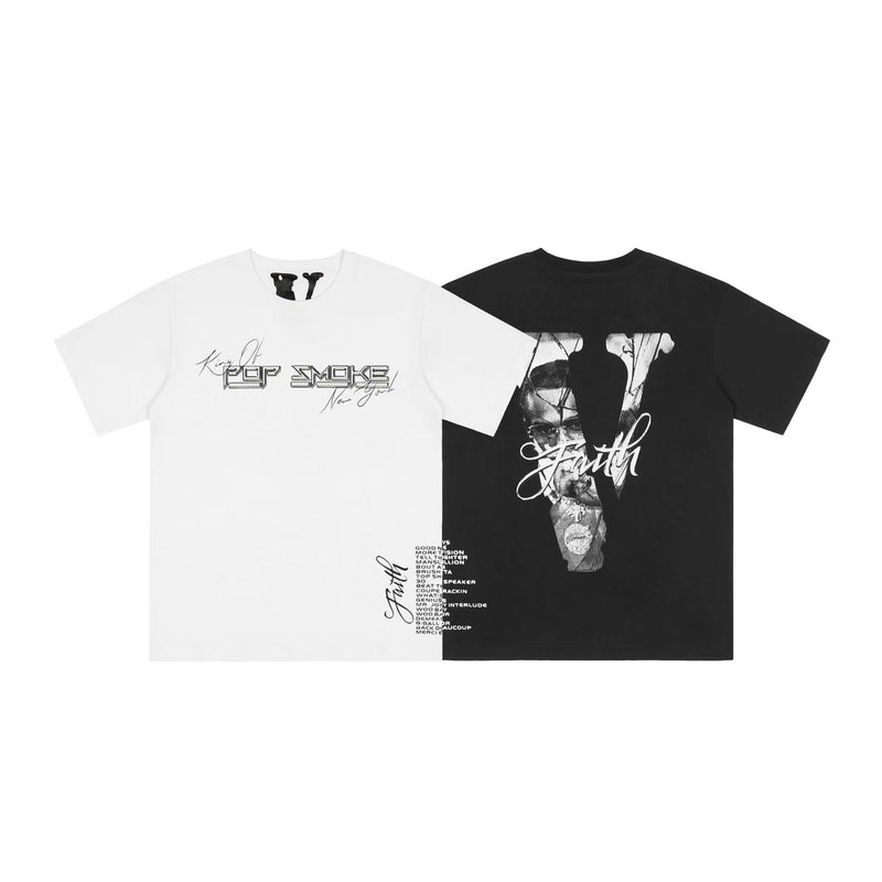 Vlone T Shirts Hip Hop Culture Letter Large V Printed Short Sleeve T-shirt Men and Women Loose High Street Half Sleeve