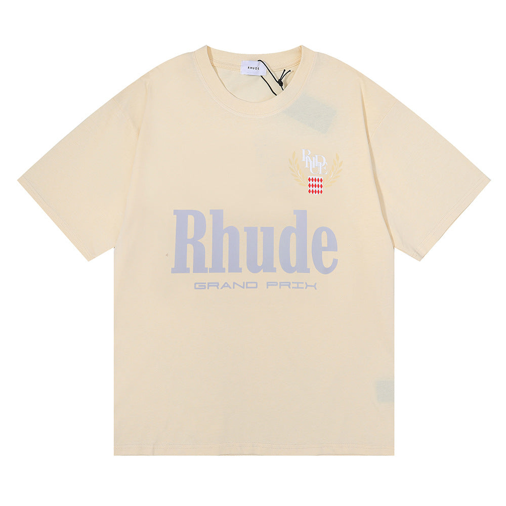 Rhude T Shirt Eagle Print Hip Hop Men's and Women's Same Loose Casual