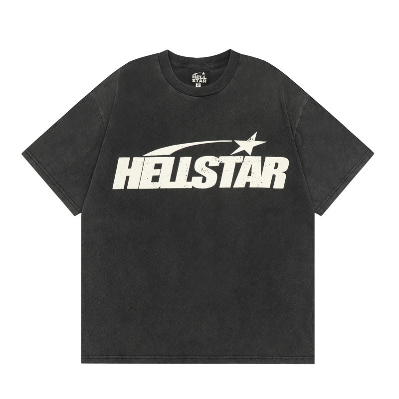 HS T Shirt Simple Distressed Star Portrait Printing Casual Loose