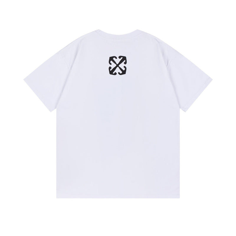 Off White T Shirts OW Madonna Oil Pattern Crew Neck Short Sleeves