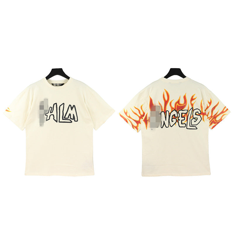 Palm Angle T Shirts Angel Flame Letters Loose