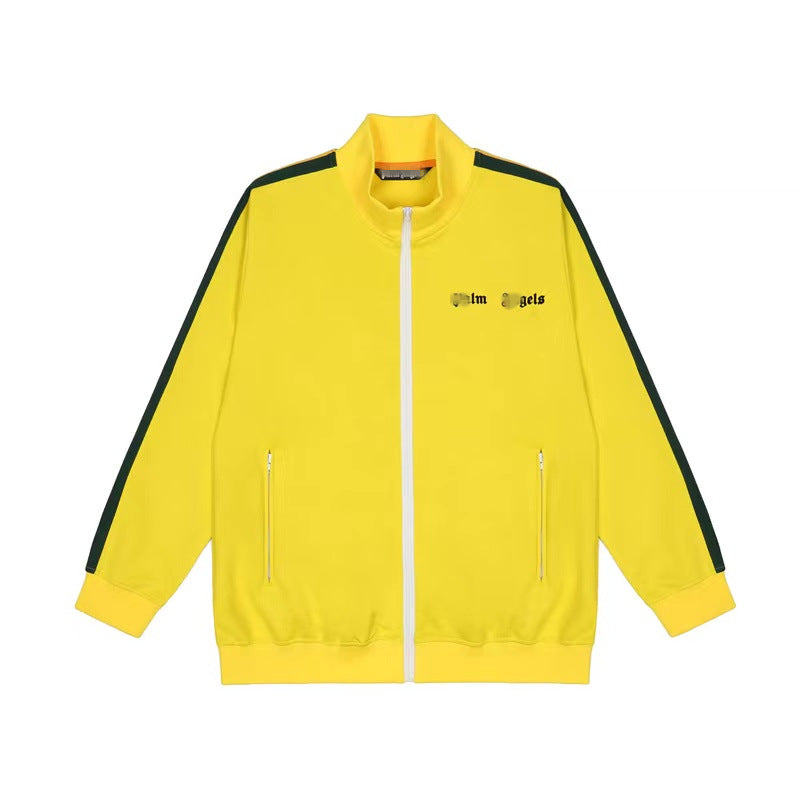 Palm Angels Sweatshirts Angel Black and White Striped Stand Collar Jacket Men's Sports Jacket