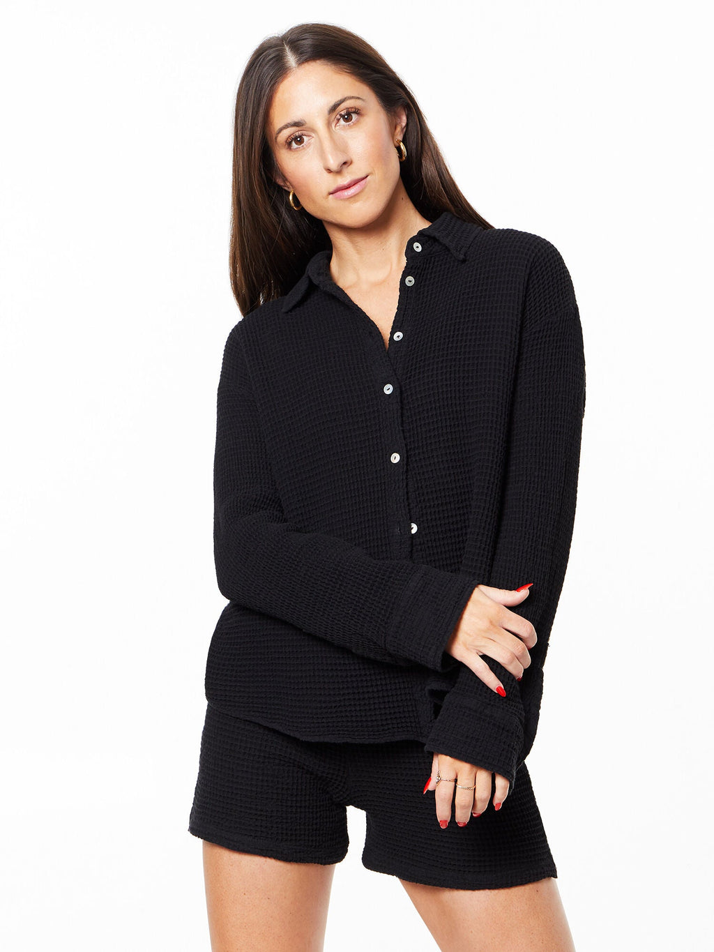 WAFFLE BUTTON DOWN SHIRT