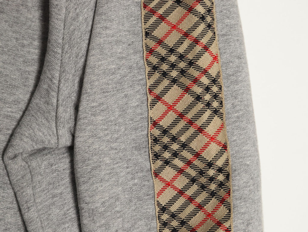 Burberry Check Tape Crewneck Sweatshirt - Gray